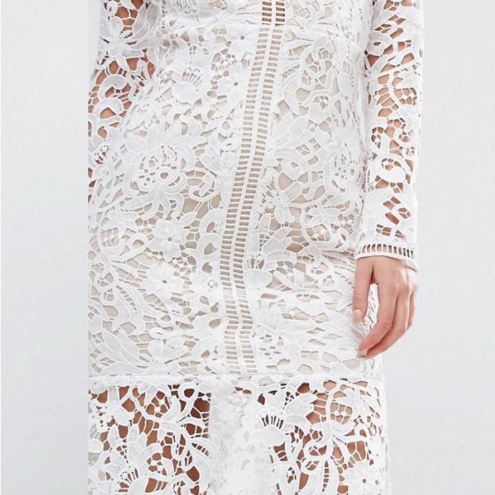 Love Triangle Lace Long Sleeve Dress With Peplum Hem - Picture 6 of 6